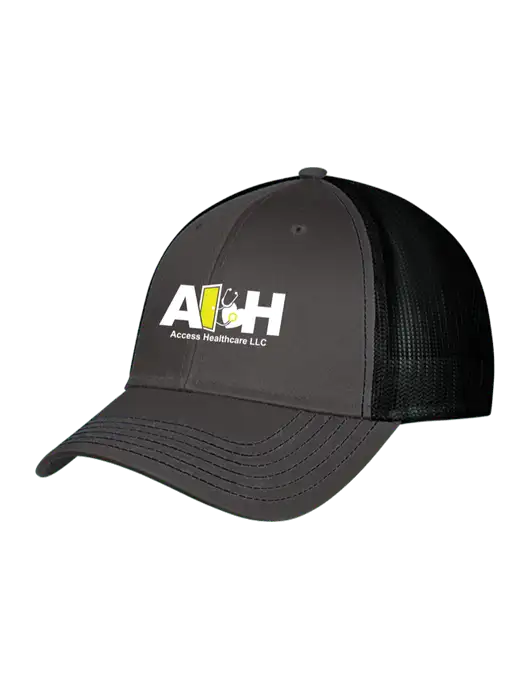 Charcoal & Black Mesh Trucker Cap Snap Back w/Access Healthcare Logo