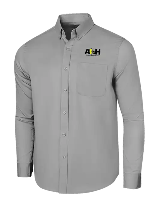 Long Sleeve Light Grey Superpro React Twill Shirt w/Access Healthcare Logo
