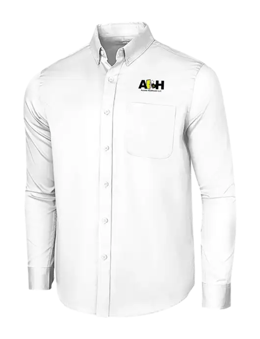 Long Sleeve White Superpro React Twill Shirt w/Access Healthcare Logo