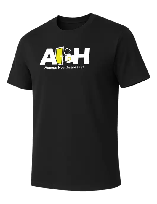 Allmade Deep Black Organic Cotton Tee w/Access Healthcare Logo