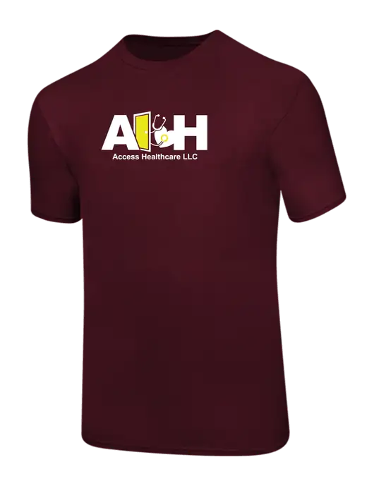 Ring Spun Maroon 4.5 oz T-Shirt w/Access Healthcare Logo