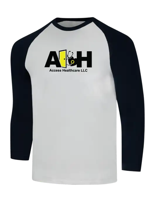 Simply Soft 3/4 Sleeve Black/White Ring Spun Cotton T-Shirt w/Access Healthcare Logo