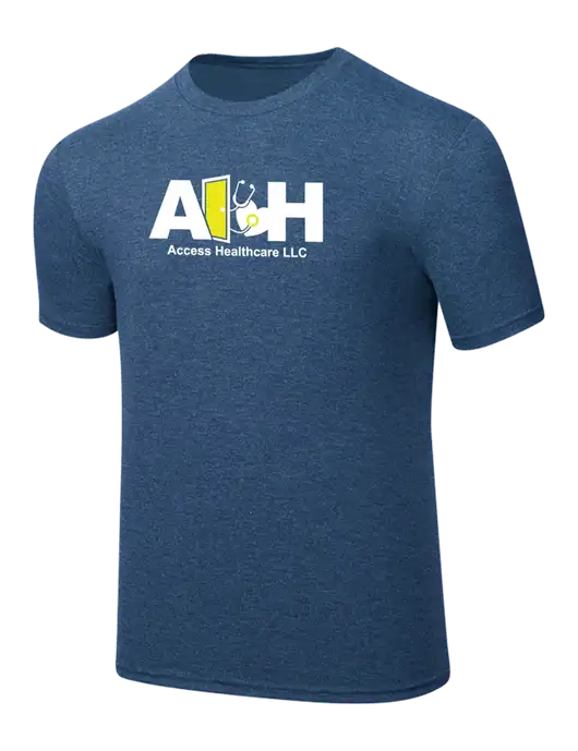 Simply Soft Heathered Navy 4.5oz  Poly/Combed Ring Spun Cotton T-Shirt w/Access Healthcare Logo