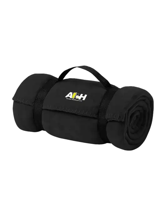 Casual Black Fleece Blanket With Strap w/Access Healthcare Logo