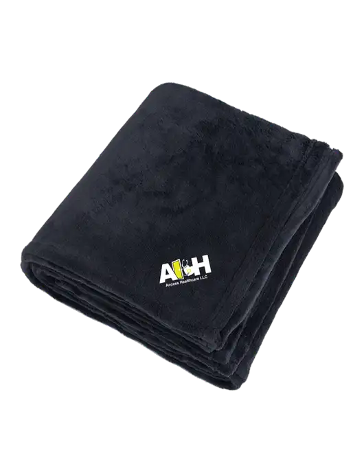 Oversized Deep Black Ultra Plush Blanket w/Access Healthcare Logo